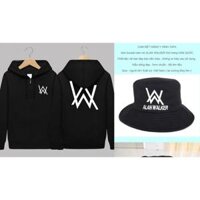 Combo 1 áo khoác mũ thu đông và mũ bucket hiphop thời trang nam nữ alan walker đen - XL