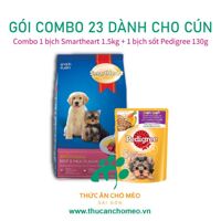Combo 1 bịch hạt Smartheart 1.5kg + 1 bịch sốt pedigree 80gram