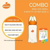 Combo 1 Bình Sữa PPSU Wesser 250ml + 1 Núm Vú Wesser Cổ Hẹp Size L – wessershop.vn