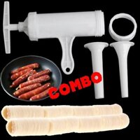 Combo 1 Bộ ống nhồi + 2 cuộn vỏ Collagen làm xúc xích, lạp xưởng Loại 1 NDX Viscofan