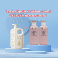 Combo 1 cặp dầu gội xả biotin colagel 1000ml + 1 chai sữa tắm Ramzer trắng da hương nước hoa 1000ml
