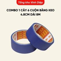 Combo 1 cây 6 cuộn băng keo simili vải cách điện xanh dương rộng 4.8cm dài 8m