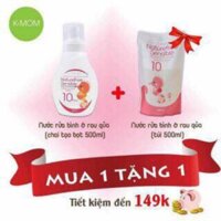 Combo 1 chai nước rửa bình K Mom và 1 bịch 500ml