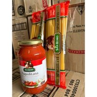 COMBO 1 CHAI SỐT NAPONIANA SANREMO 500gr + 5 GÓI MÌ SỢI TRÒN SANREMO 250GR - mì ý, sốt Mì Ý Spaghetti nhập khẩu
