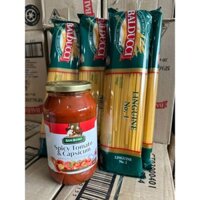 COMBO 1 CHAI SỐT TOMATO&CAPSICUM SANREMO 500gr + 5 GÓI MÌ SỢI DẸT BALDUCCI - mì ý, sốt Mì Ý Spaghetti  nhập khẩu châu âu