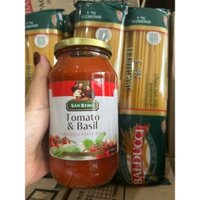 COMBO 1 CHAI TOMOTO&BASIC SANREMO 500gr + 5 GÓI MÌ SỢI TRÒN BALDUCCI 500GR - mì ý, sốt Mì Ý Spaghetti nhập khẩu
