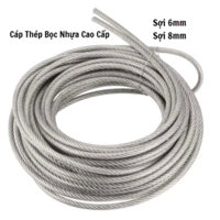Combo 1 Cuộn 500m Dây Cáp Thép Bọc Nhựa 6mm, 8mm Cáp Lụa Bọc Nhựa