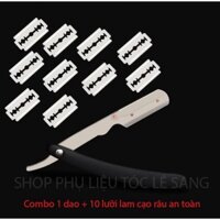 combo : 1 dao + 10 lưỡi dao lam chống đứt. Cạo râu, cạo lông mặt, cạo viền