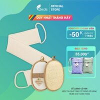 Combo 1 Dây Tắm và 1 Bông Tắm Xơ Mướp Cao Cấp ECODEALS 100 xơ hữu cơ diệt khuẩn - Tẩy da chết, ngừa mụn lưng, massage siêu đã