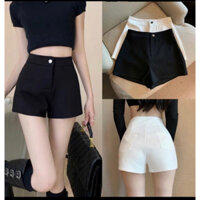 [COMBO 1 ĐEN 1 TRẮNG ] Quần short nữ cạp cao chất umi co dãn có khóa kéo