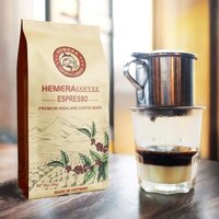 Combo 1 gói cà phê rang xay Espresso Hemera 250gr Pha phin/máy  + 1 phin cafe inox Hemera chống gỉ