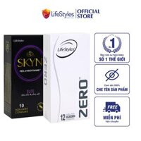 Combo 1 Hộp Bao Cao Su LifeStyles Zero 12 bao + 1 Hộp Bao Cao Su LifeStyles SKYN Elite Non-latex 10 bao