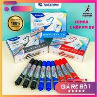 COMBO 1 hộp bút lông dầu PM 09 THIÊN LONG có 2 đầu 0.8mm và 6mm viết lông dầu không xóa được