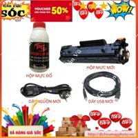 Combo 1 hộp mực 78a 1hộp mực đổ 1 dây ngồn 1 dây usb mới dùng cho máy in Canon 6200d hp p1606dn p1566 INECO