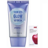 Combo 1 kem nền BB Cream siêu mịn, che khuyết điểm Verobene Hàn quốc 40ml/Tuýp Và 1 gói tẩy da chết beauskin hàn 3g/gói