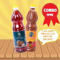 Combo 1 lít nước mắm cá cơm hảo hạng 40N và 1 lit mắm tép đặc biệt Ba Làng Thanh Hóa