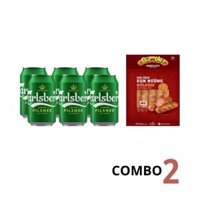 Combo 1 lốc bia Carlsberg Danish Pilsner và 1 gói xúc xích Đức Việt 450g