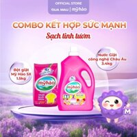 Combo 1 Nước Giặt Đậm Đặc 5X Hương Nước Hoa Pháp Chính Hãng 3,4kg và 1 Bột Giặt Mỹ Hảo 5X Vượt Trội Chính Hãng 1,5Kg