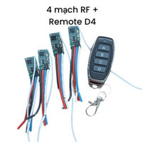 Combo 1 remote mini D4 + 4 mạch thu sóng RF 433MHz Điều Khiển Tắt Mở Led Mini 3.6V 12V 24V