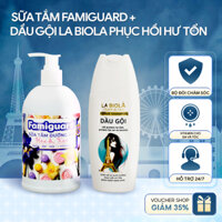 COMBO 1 Sữa Tắm Dưỡng Ẩm FAMIGUARD Hoa và Kẹo (500G) + 1 Dầu gội LA BIOLA L’Esprit De Paris Phục hồi hư tổn (200g)