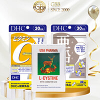 (COMBO 1 THÁNG) L cystine 500mg 60 viên + Vitamin C DHC 60 viên + Kẽm DHC 30 viên hỗ trợ giảm mụn, làm đẹp tóc,da,móng