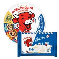 Combo 1 Thực phẩm bổ sung: Phô mai La Vache qui rit Con Bò Cười - 100N VN (112gr) và 1 Thực phẩm bổ sung phô mai Con Bò Cười vuông BelCube vị truyền thống 78g