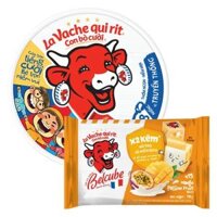 Combo 1 Thực phẩm bổ sung: Phô mai La Vache qui rit Con Bò Cười - 100N VN (112gr) và 1 Phô mai BelCube hương xoài chanh dây 78g
