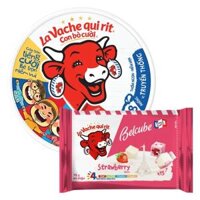 Combo 1 Thực phẩm bổ sung: Phô mai La Vache qui rit Con Bò Cười - 100N VN (112gr) và 1 PM vuông Belcube ngọt vị Dâu 78G