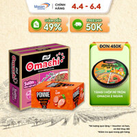 Combo 1 Thùng Mì Omachi Sườn Hầm Ngũ Quả Gói 80g và 1 Hộp Ponnie Hot Dog Giòn Ăn Liền Hộp x 20 Cây x 28G