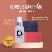 Combo 1 Tinh dầu bưởi ngăn rụng tóc + 1 Xà phòng than tre + 1 Xà phòng hoa hồng thương hiệu BU's Cosmetic