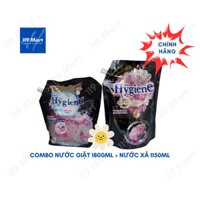 Combo 1 túi nước giặt Hygiene 1800ml + 1 túi Nước xả vải đậm đặc Hygiene 1150ml màu đen (Chính hãng)