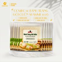 Combo 10 bánh tráng gỏi cuốn vuông Shammi 400g, bánh tráng cuốn nhúng nước size 22cm không gluten
