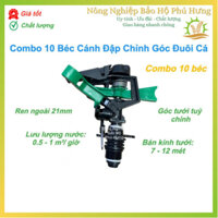 Combo 10 Béc Tưới Phun Cánh Đập Chỉnh Góc Đuôi Cá Xanh Lá Răng Ngoài 21 - Hệ Thống Tưới Phú Hưng