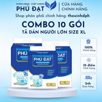 COMBO 10 bịch 100 miếng Tã dán người lớn PHÚ ĐẠT chính hãng siêu thấm vách chống tràn size XL 60-100kg tã bỉm người lớn