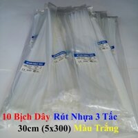 [COMBO] 10 Bịch Dây Rút Nhựa 3 Tấc 30cm (5x300) Màu Trắng