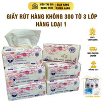 Combo 10 Bịch/ Thùng 40 Bịch Khăn Giấy Rút Hàng Không 300 Tờ/3 Lớp Siêu Dai Mềm Mịn, Giấy Rút Trắng Hàng Loại 1 Bịch Lớn