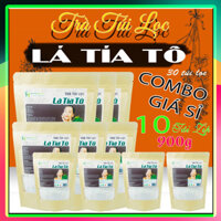 Combo 10 bịch Trà túi lọc Lá Tía Tô túi zip 900g (300 túi lọc x 3g) - Trà Dược Liệu Hồng Lan