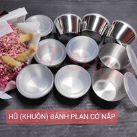 COMBO 10 BỘ KHUÔN BÁNH PLAN (FLAN) INOX NẮP NHỰA