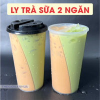 COMBO 10 Bộ ly trà sữa 2 ngăn, cốc nhựa PP siêu dày 2 ngăn, ly trà sữa 2 vị, ly nhựa hottrend.