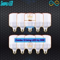 Combo 10 bóng đèn trụ tròn 30W - ánh sáng trắng (đường kinh 10cm - bảo hành 12 tháng)