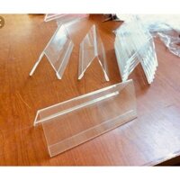 Combo 10 cái 7.5x21cm (1/2 A5), Bảng chức danh mica, menu mica chữ A, bảng giá sản phẩm, tên sản phẩm đủ size