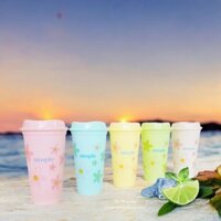 (Combo 10 cái) Ly Simple 473ml có nắp Vĩ Hưng 3074. Ly nhựa có nắp, thân nhám, có lổ cắm ống hút.