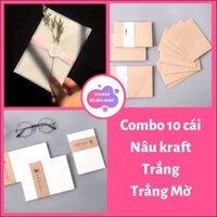 Combo 10 cái phong bì thư giấy nâu kraft giấy trắng mờ trắng kem 7 x 10cm và 11 x 16cm