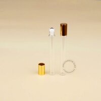 Combo 10 chai 10ml cao Lọ thủy tinh trong suốt Bi lăn thép nấp nhiều màu sắc chọn lựa, Dùng đựng tinh dầu chiết nước hoa