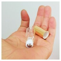 Combo 10 chai 3ml thủy Tinh cao cấp trong suốt dạng lăn bi thép nắp vàng ánh dùng chiết đựng tinh dầu dubai nước hoa