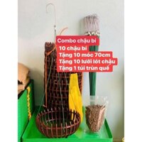 combo 10 chậu bí rộng 21cm -10 móc 70cm -10 lưới lót chậu - 1 túi trùn 200g