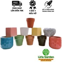 Combo 10 chậu gốm sứ mini cao cấp trồng cây cảnh , xương rồng , sen đá ( 10 màu khác nhau )