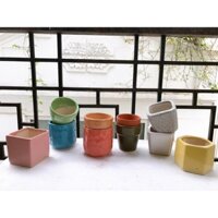 Combo 10 chậu gốm sứ mini trồng cây cảnh , xương rồng , sen đá ( 10 màu khác nhau )