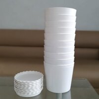 Combo 10 chậu hoa tròn trắng nhựa dày 14cm kèm 10 đĩa lót chậu-Đồ Gia Dụng Tại HCM
