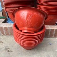 [Combo 10 chậu]Chậu nhựa trồng cây đào, quất, mai tết tam đa T380 hàng loại 1 dày bóng đẹp